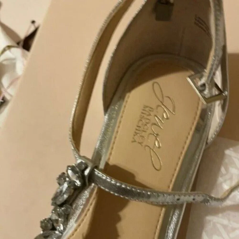 Badgley Mischka Metallic and rhinestone sandals silver 7.5
